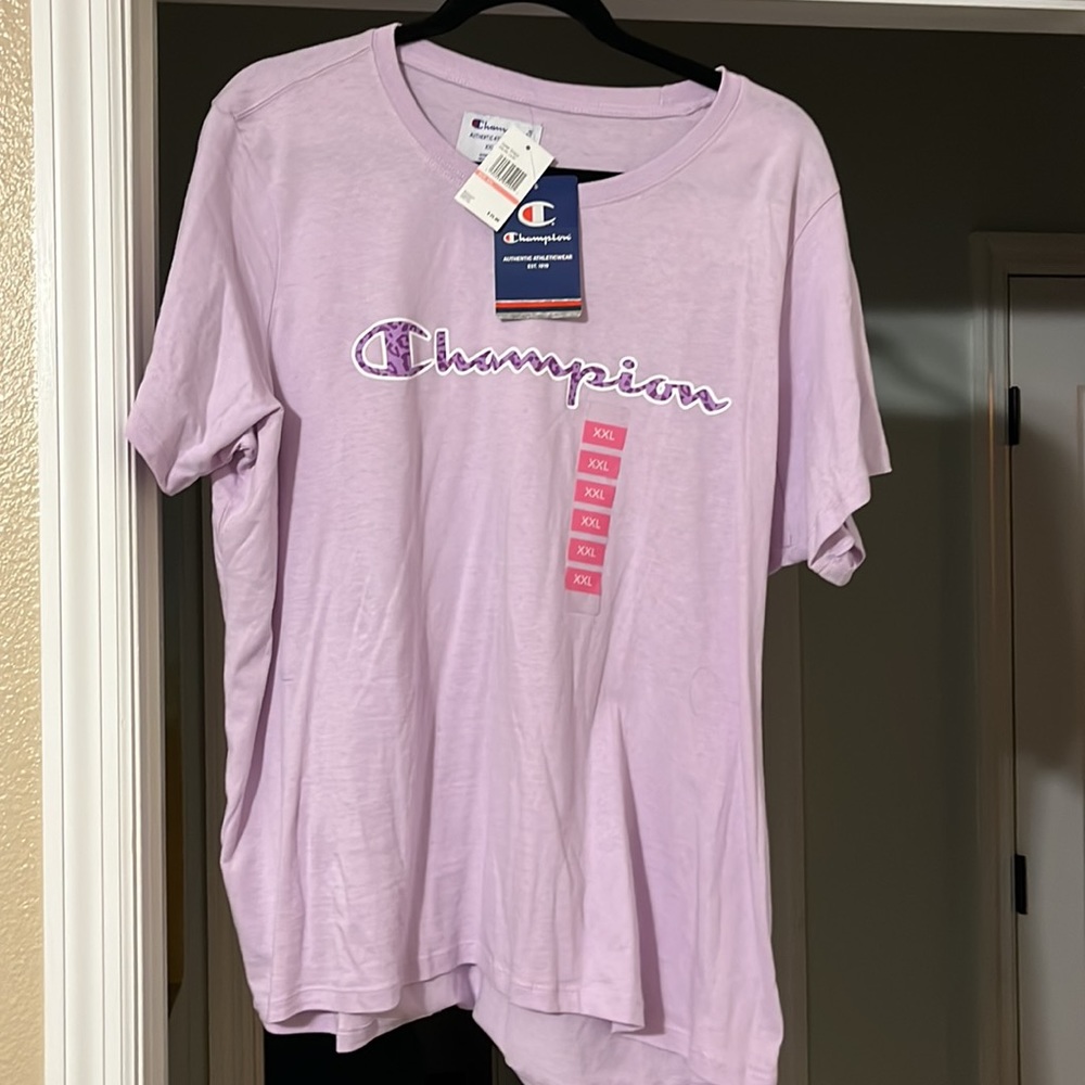 Champion XXL Purple Animal Print Logo short sleeve T-Shirt. New with tags